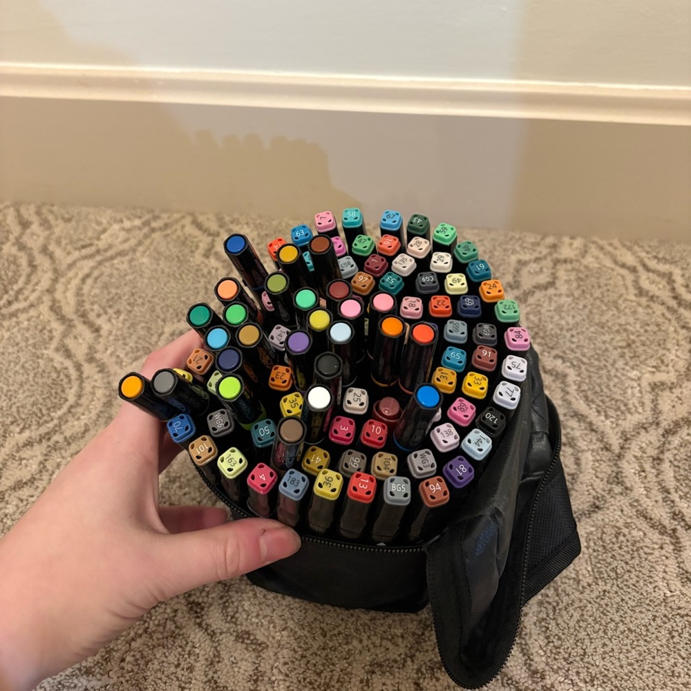 Colorful Marker Set with Case and Sparkly Gel Pens